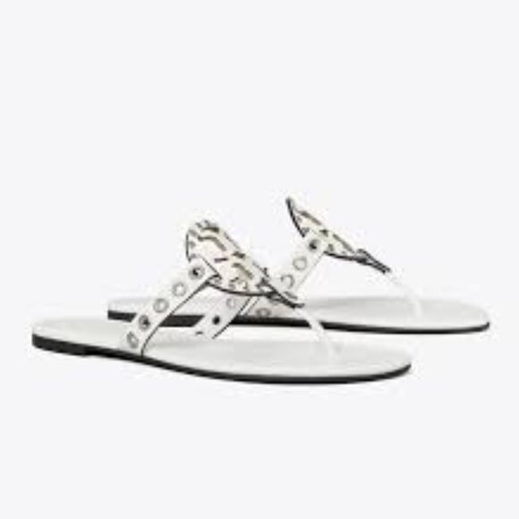 NIB Tory Burch Miller Eyelet Flip Flop CLOUD WHITE